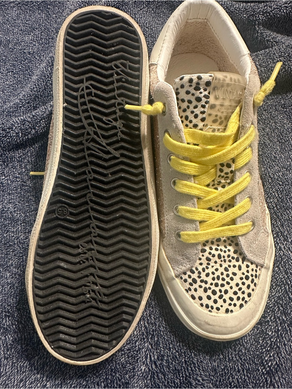Vintage Havana Women's Leopard Dot Sneakers with Yellow Laces